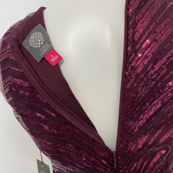 Vince Camuto burgundy sequin mini dress size 6 - Picture 6 of 8